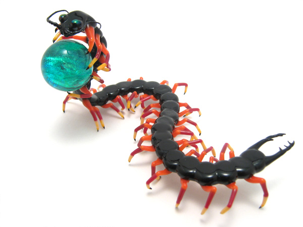 Envisioning The Journey of 10,000 Steps, glass centipede by Wesley Fleming