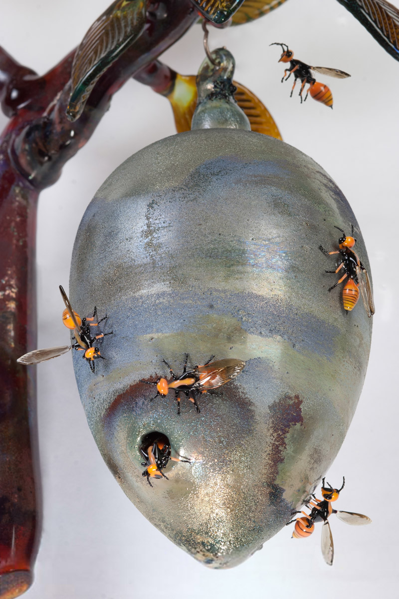 Don't Throw Stones, glass wasps by Wesley Fleming