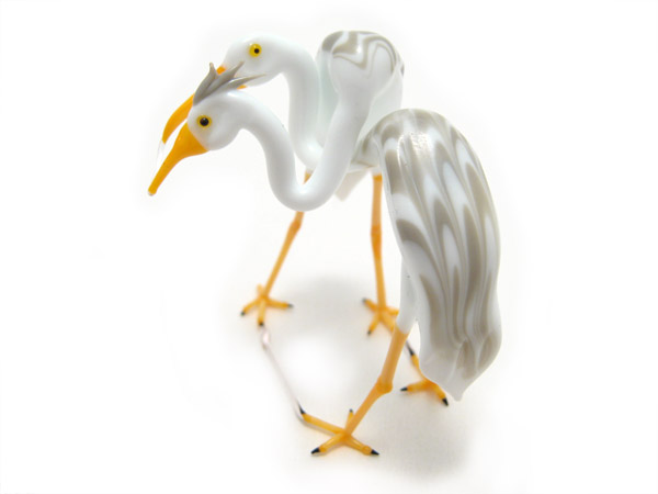 Gamaliel &amp; Leah - attached herons, glass birds by Wesley Fleming