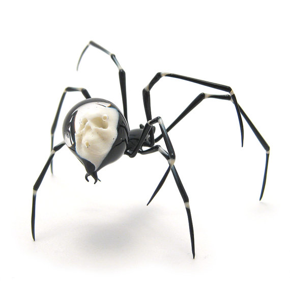 Ivory-Banded Skulback Spider, glass marble by Wesley Fleming