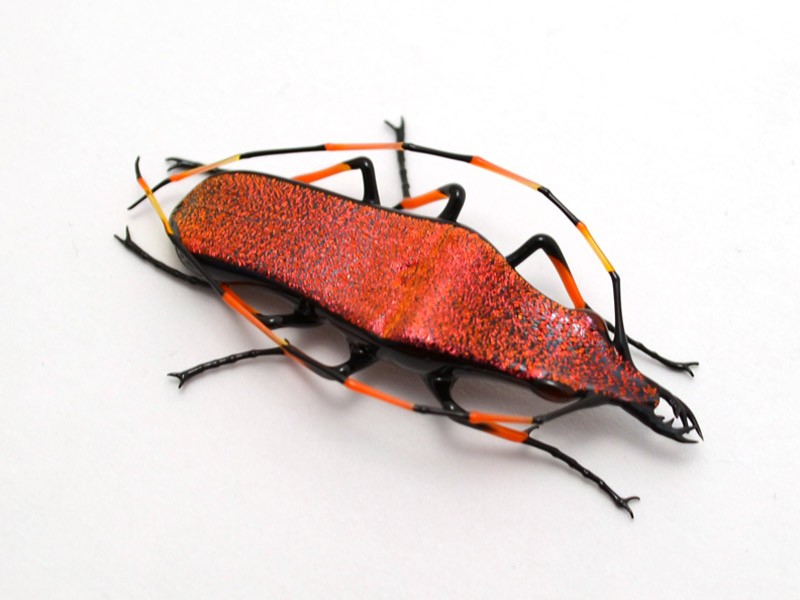 Ruby Longhorn Jewel Beetle, glass jewel beetle by Wesley Fleming
