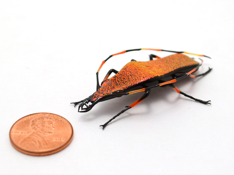 Ruby Longhorn Jewel Beetle, glass longhorn beetle by Wesley Fleming