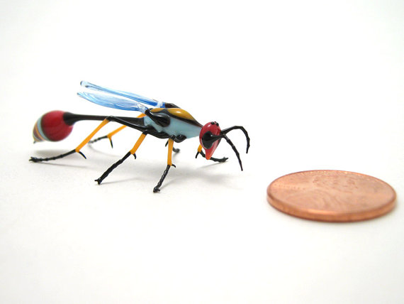 Modernist Dauber Wasp, glass insect by Wesley Fleming