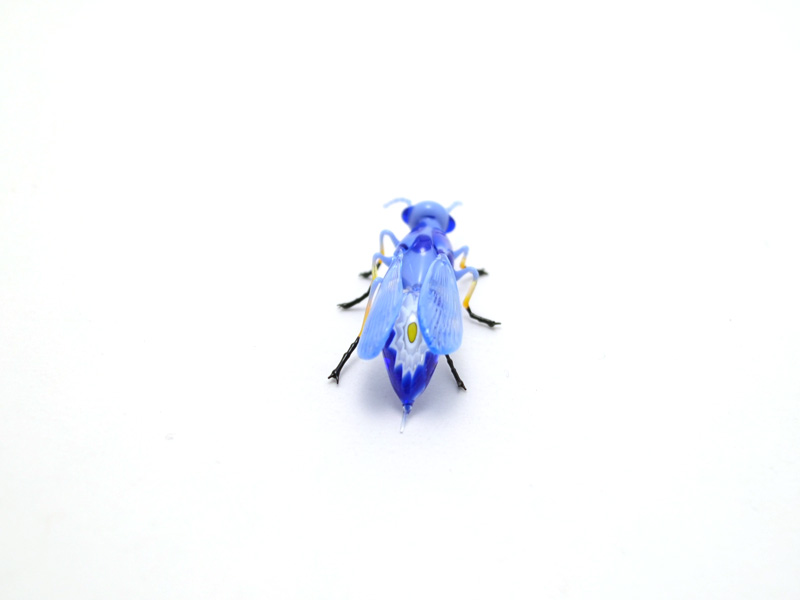 Blue Murrini Wasp, glass wasp by Wesley Fleming