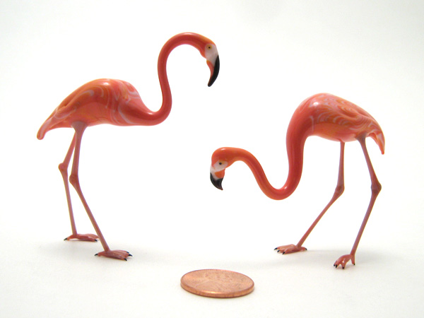 Nesting Pair of Flamingos, glass flamingo by Wesley Fleming