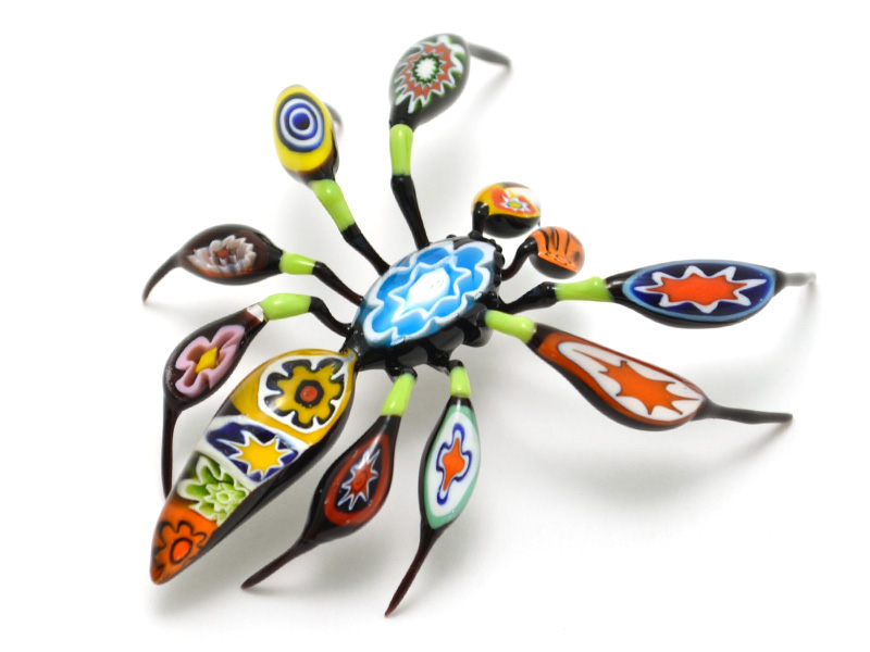 Simple Patchwork Murrini Spider, glass murrini by Wesley Fleming