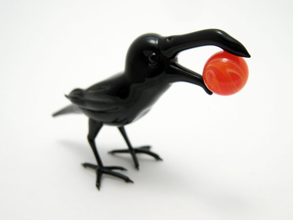Raven Steals the Sun, glass raven by Wesley Fleming