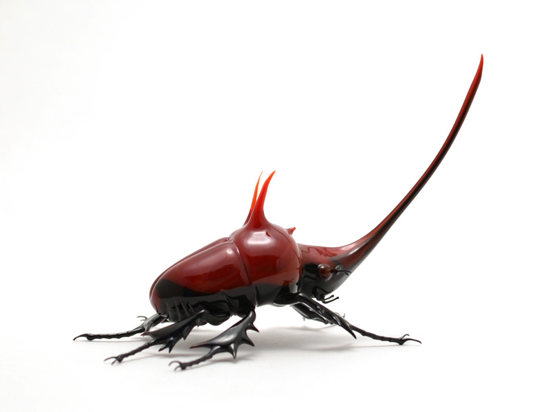 Ruby Rhinoceros Beetle, glass insect by Wesley Fleming