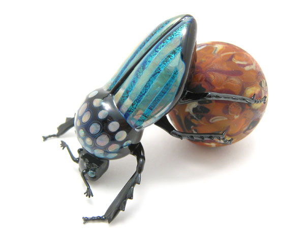 Scarab with Dung Ball, glass bug by Wesley Fleming