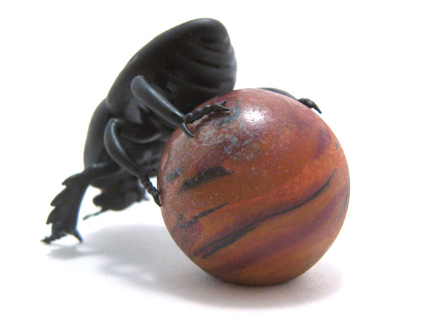Scarab Beetle with Dung Ball, glass bug by Wesley Fleming