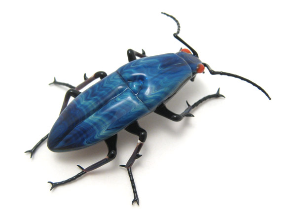 Silver Blue Beetle, glass beetle by Wesley Fleming