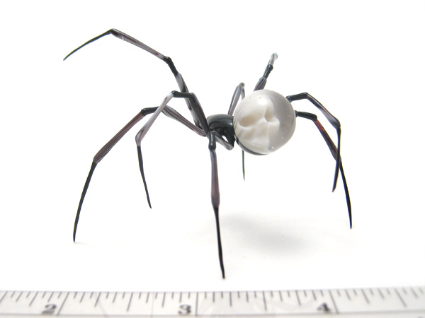 Zebra Skulback Spider, glass spider by Wesley Fleming