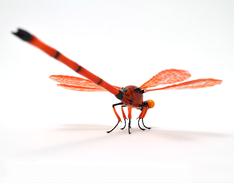 Vivid Red Dragonfly, glass dragonfly by Wesley Fleming
