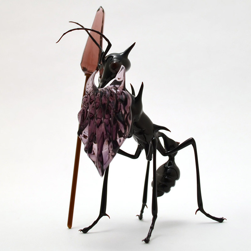 Amethyst Warrior Ant, glass fantasy creature by Wesley Fleming
